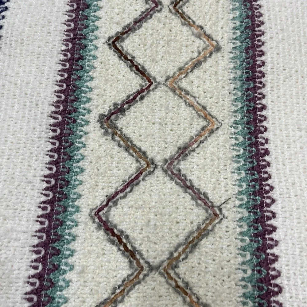 Vintage Bachrach Sweater White Geometric Pullover XL Oversized Cosby Grandpa
